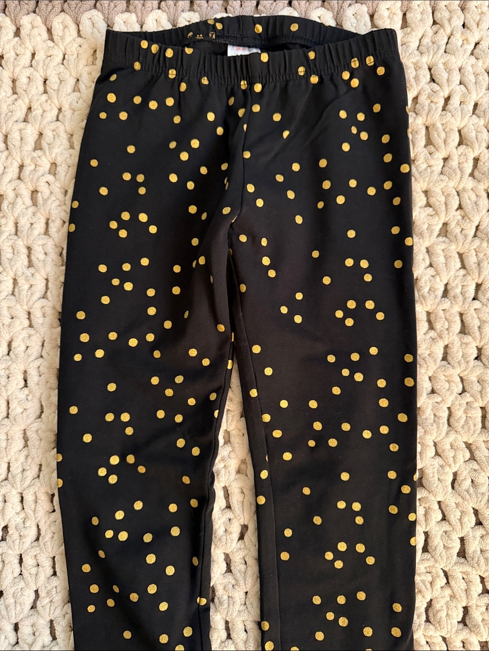 Hanna Andersson Black Leggings with Gold Dot Print